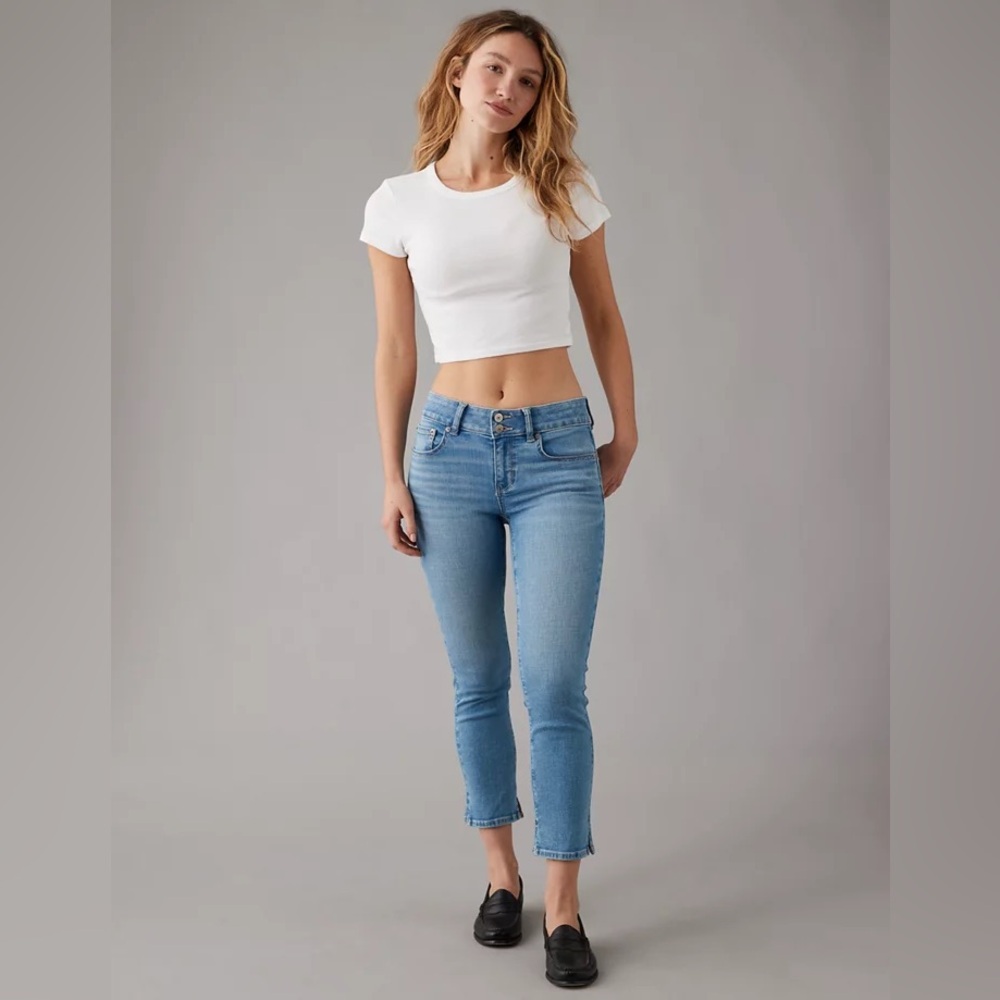 American Eagle Artist Crop Dark Denim Jeans Size 14R Super Stretch AEO Denim